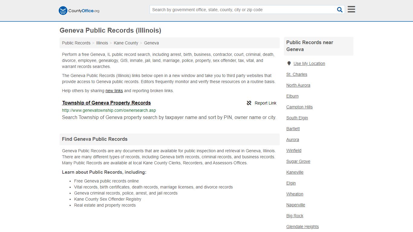 Geneva Public Records (Illinois) - County Office